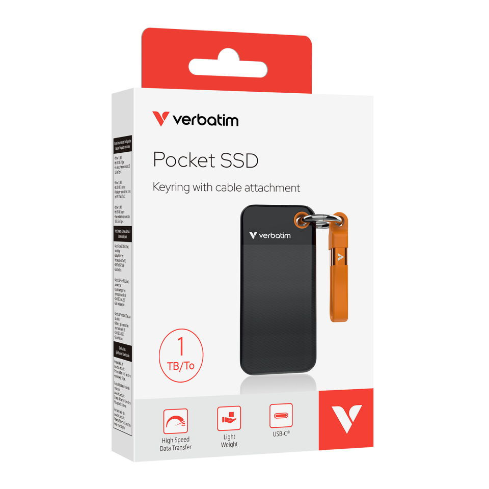 Verbatim 1 TB Pocket Mini Taşınabilir SSD Usb 3.2 - 1000MB/S-1000MB/S Siyah/ Turuncu Kablo Dahil