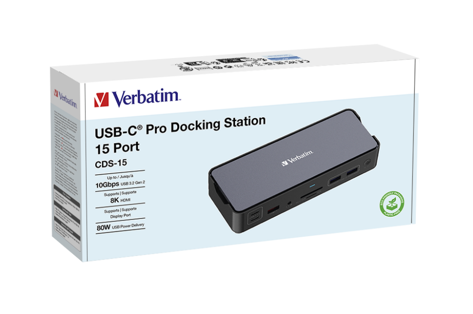 Verbatim 15 Port Usb C Bağlantılı Dock 2 x HDMI, 1 x DPort, 1 x RJ45, 1 x Usb-A 3.2 Gen2, 2 x Usb-A 3.2 Gen1, 1 x Usb-A 2.0, 2