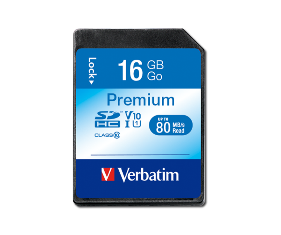 Verbatim 43962 - 16Gb 80Mb/S Premium U1 Sdhc Sd Card Class 10