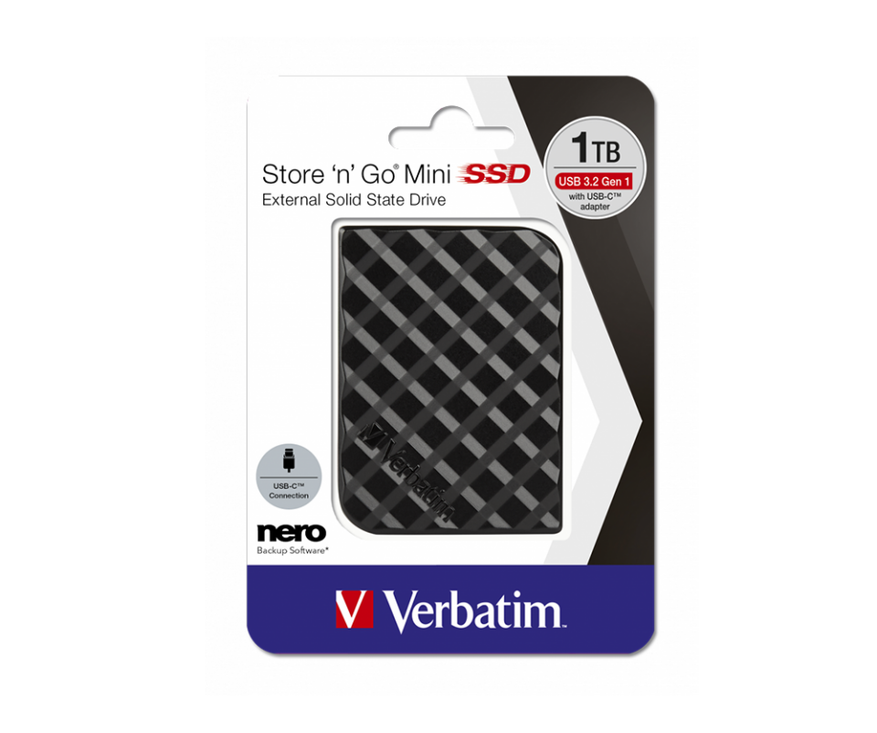 Verbatim 1 TB Taşınabilir SSD Mini Store&go Usb 3.2 - 400MB/S-500MB/S Siyah Renk-(53237)