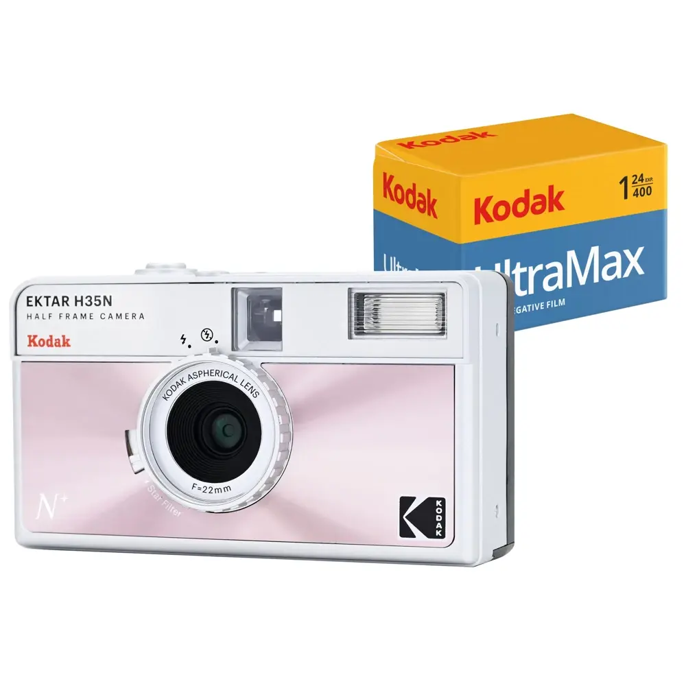 Kodak Ektar H35 135mm Filmli Fotoğraf Makinesi + Kodak Ultramax 24 Poz Film (Pembe)