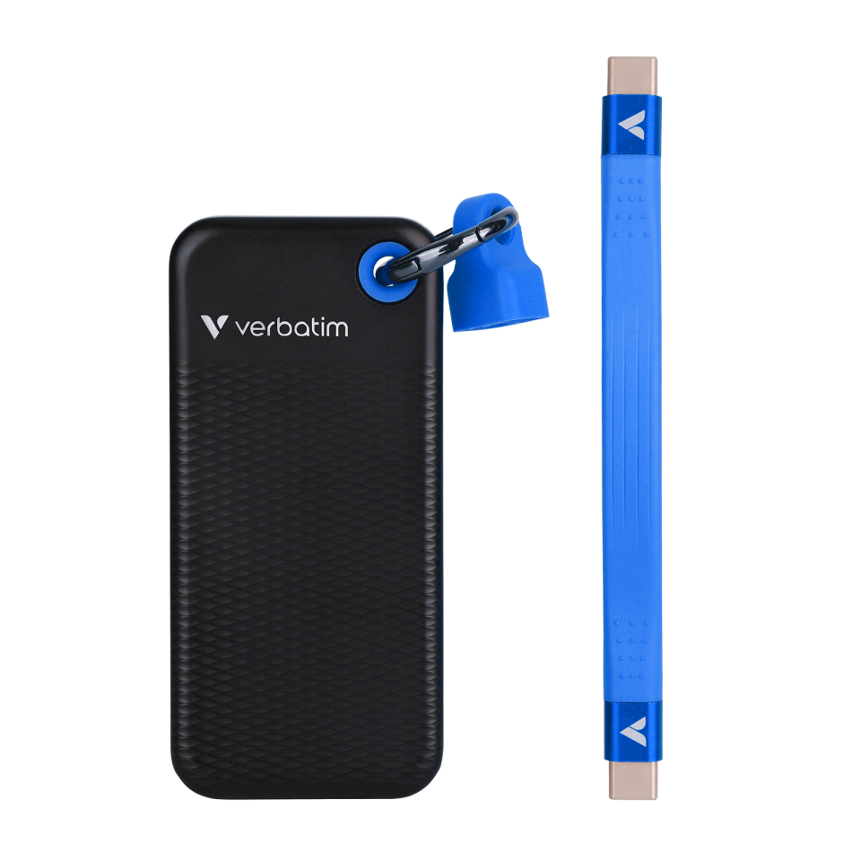 Verbatim 1 TB Pocket Mini Taşınabilir SSD Usb 3.2 - 1000MB/S-1000MB/S Siyah/ Mavi Kablo Dahil-(321901)