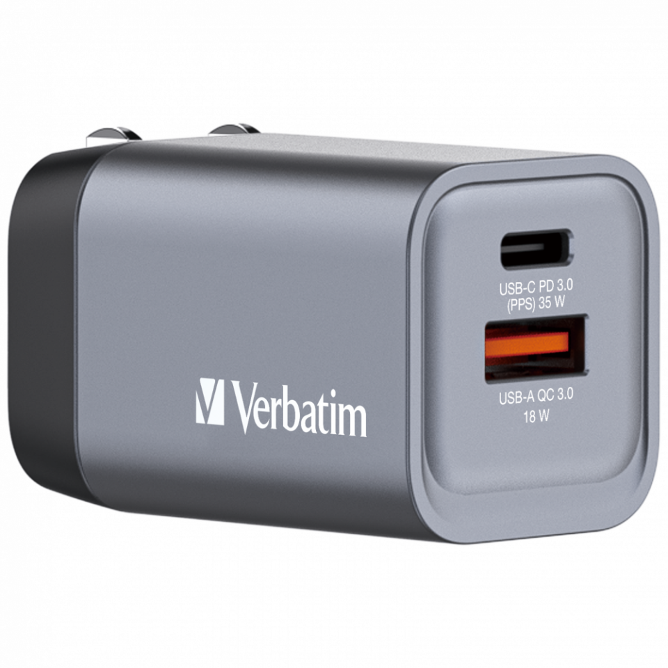 Verbatim 35W GAN Hızlı Şarj 2-Bağlantı Noktalı 1 x Usb-C® PD 35W / 1 x Usb-A QC 3.0-(32200)