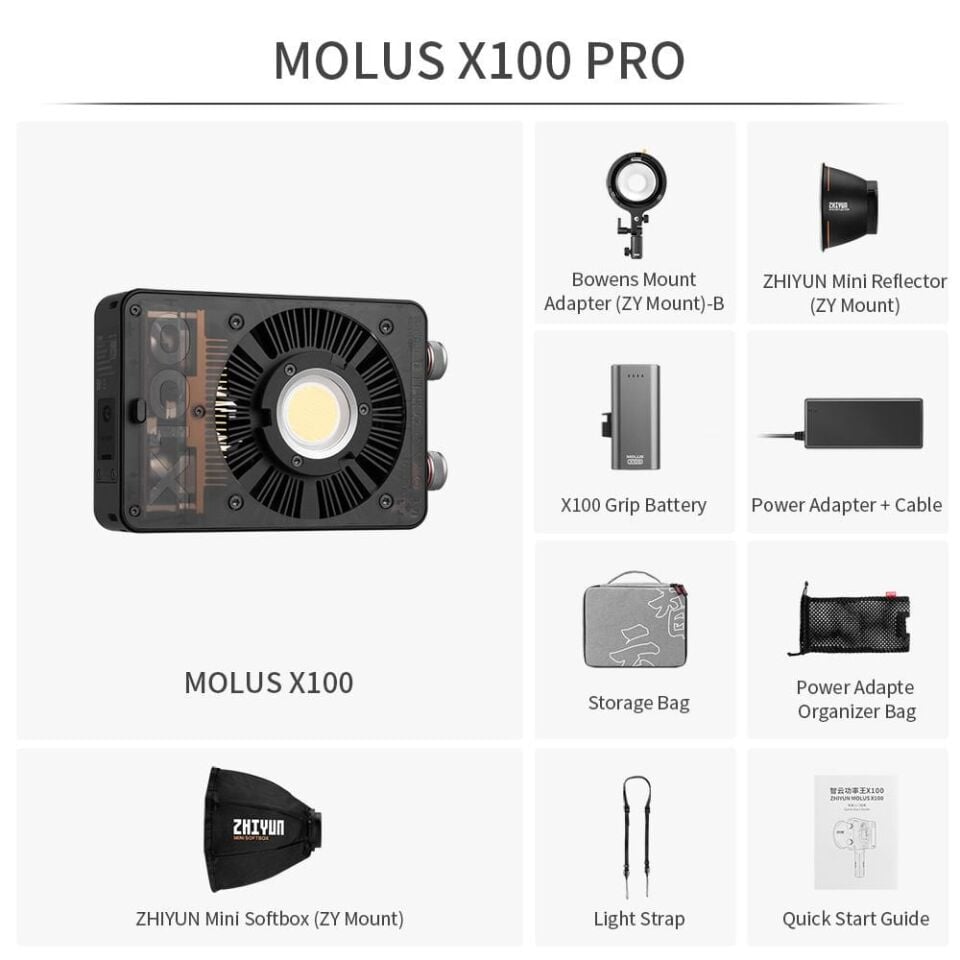 Zhiyun Molus X100 Bi-Color 100W Pro Paket COB LED Video Işığı