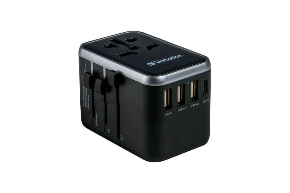 Verbatim Evrensel Seyahat Şarj Adaptörü UTA-04 61W PD3 3x Usb-A 2x Usb-C-(49546)