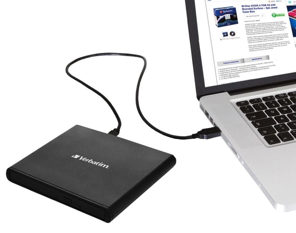 Verbatim 98938 - External Slimline Cd/Dvd Writer Usb 2.0
