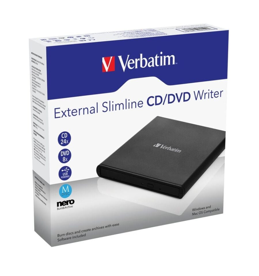 Verbatim 98938 - External Slimline Cd/Dvd Writer Usb 2.0
