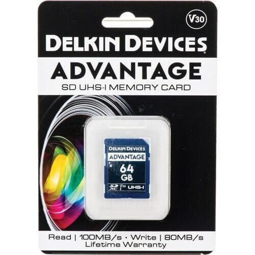 Delkin Advantage 64GB SD UHS-I V30 Hafıza Kartı (Okuma:100 -Yazma:80)